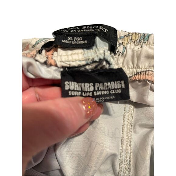 Huna Short Mens Multicolor Surfers Paradise Hawaiian Print Swim Trunk Size XL - Picture 3 of 15